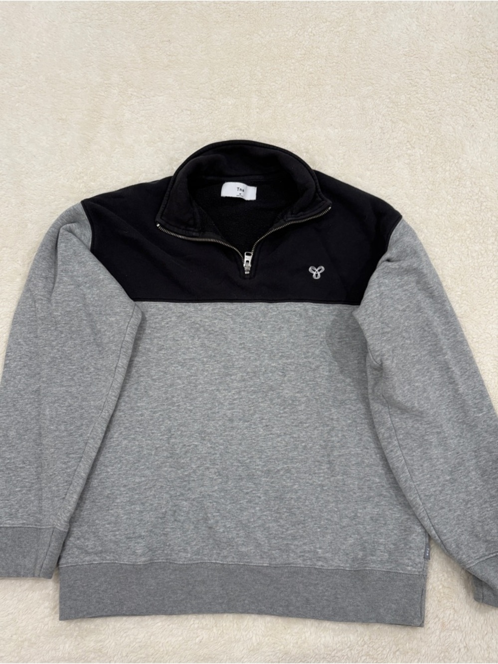 TNA Two-Tone Half-Zip Sweater - Black & Gray